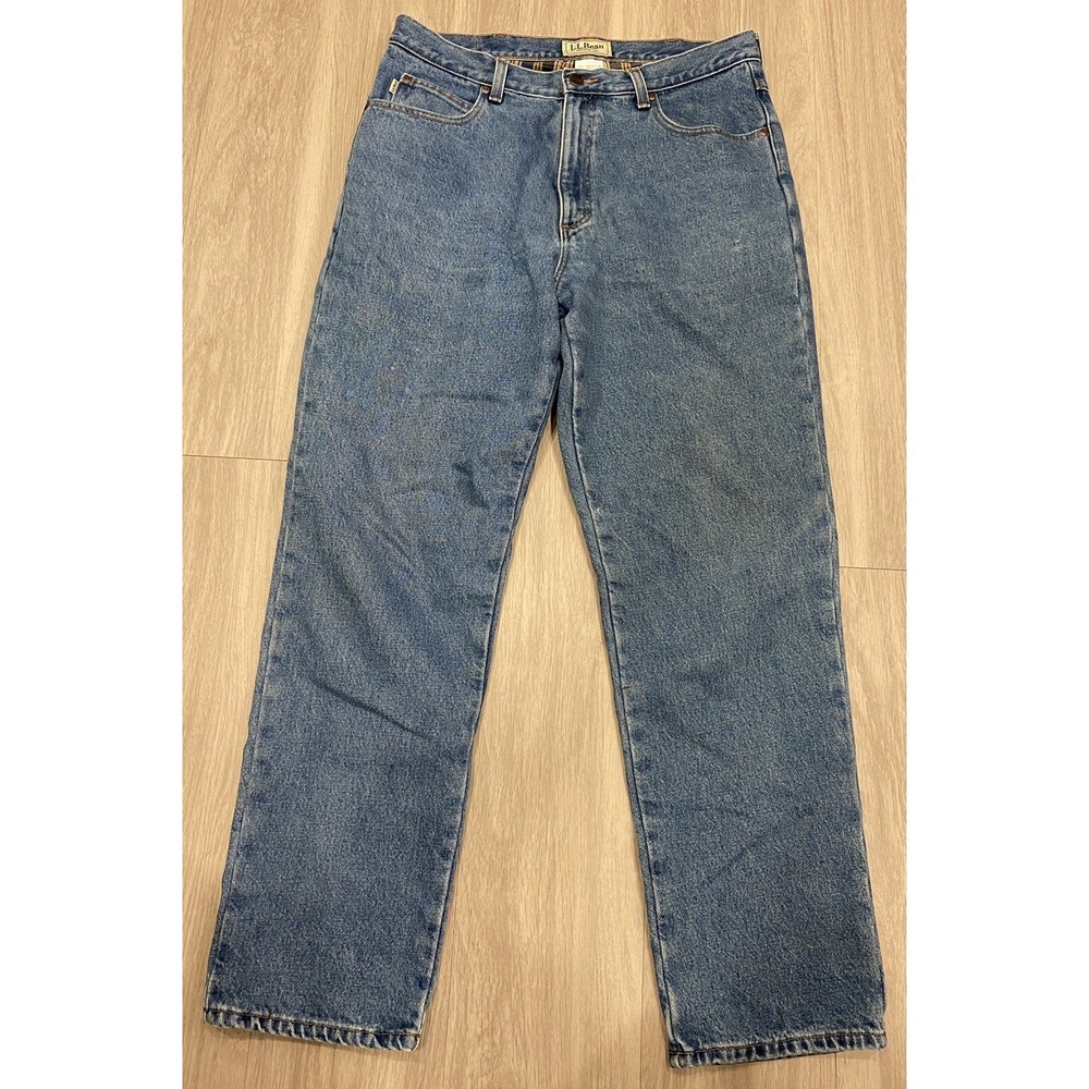 L.L. Bean Mens‎ flannel lined Double L Relaxed Fit Jeans Size 34x32